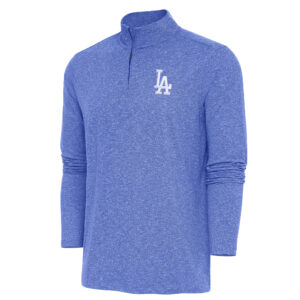 Men's Antigua  Heather Royal Los Angeles Dodgers Hunk Quarter-Zip Pullover Top