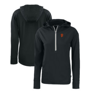 Women's Cutter & Buck  Black San Francisco Giants Daybreak Eco Recycled Half-Zip Hoodie