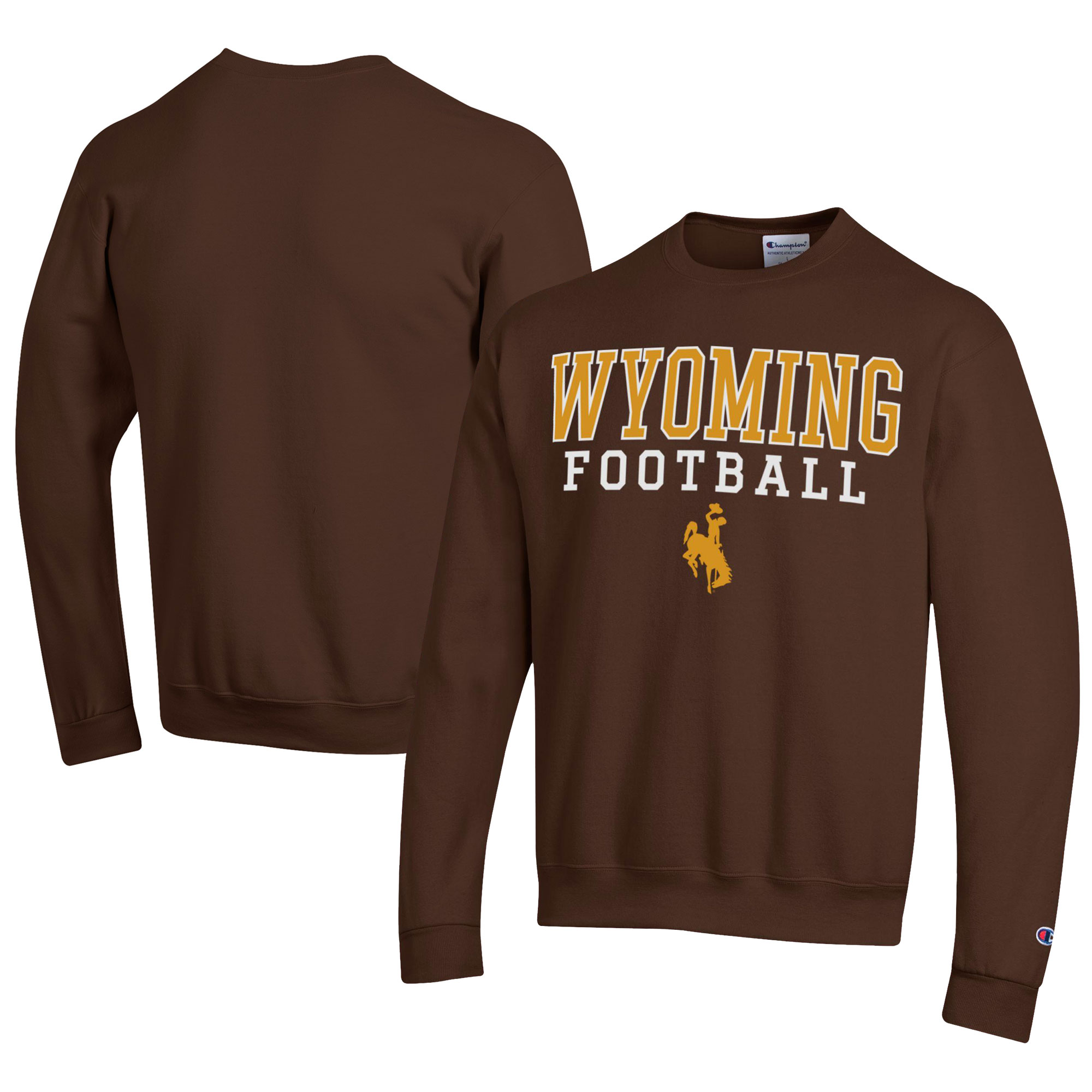 Men's Champion Brown Wyoming Cowboys Football Powerblend Pullover Sweatshirt