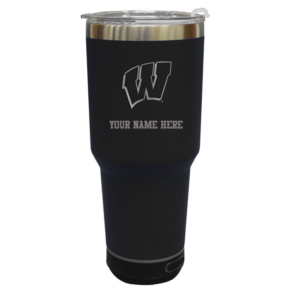 The Memory Company Wisconsin Badgers Personalized 30oz. Stainless Steel Bluetooth Tumbler