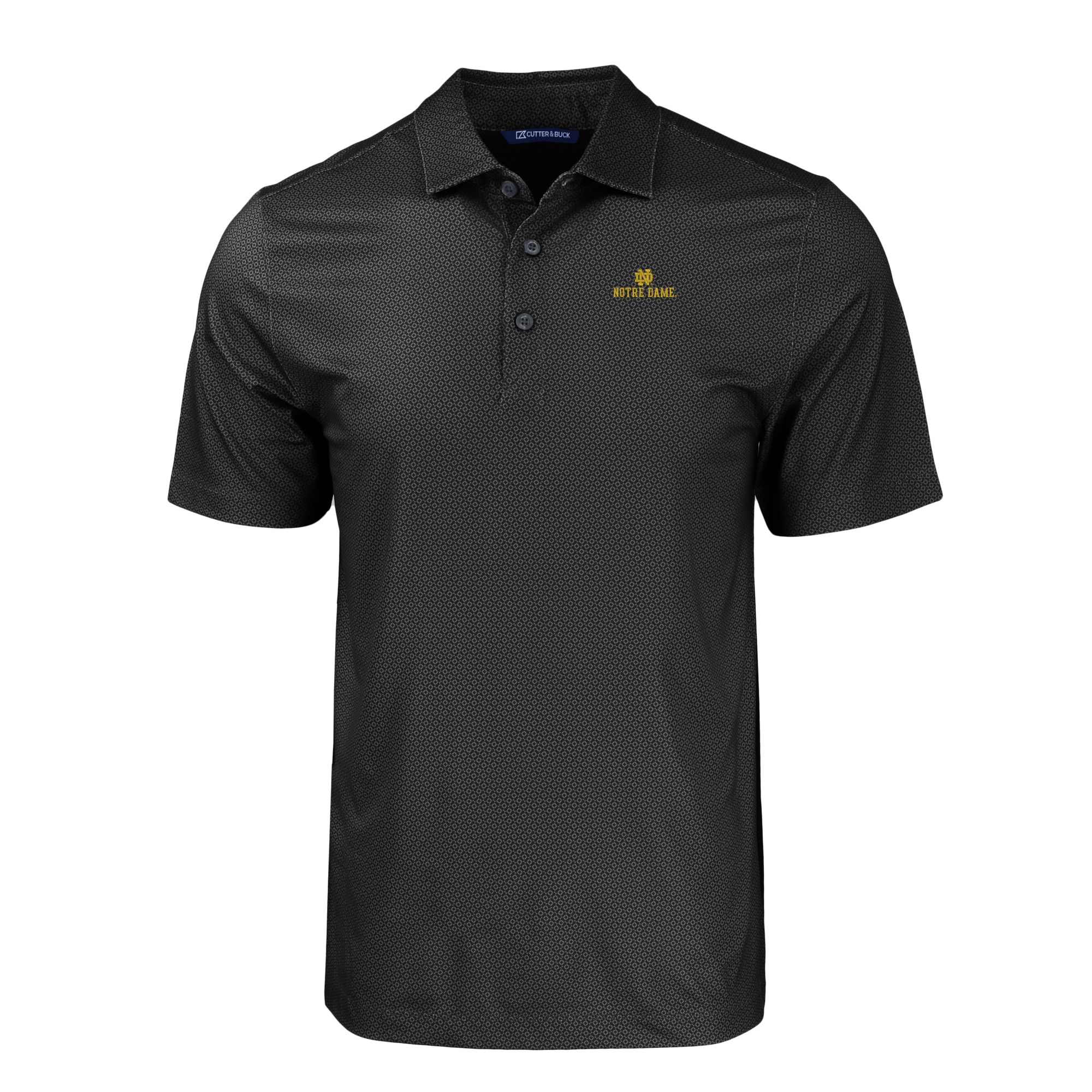 Men's Cutter & Buck Black Notre Dame Fighting Irish Pike Eco Tonal Geo Print Stretch Recycled Polo - Image 6