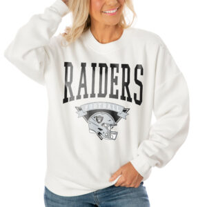 Women's Gameday Couture White Las Vegas Raiders Oversized Line Pullover Sweatshirt