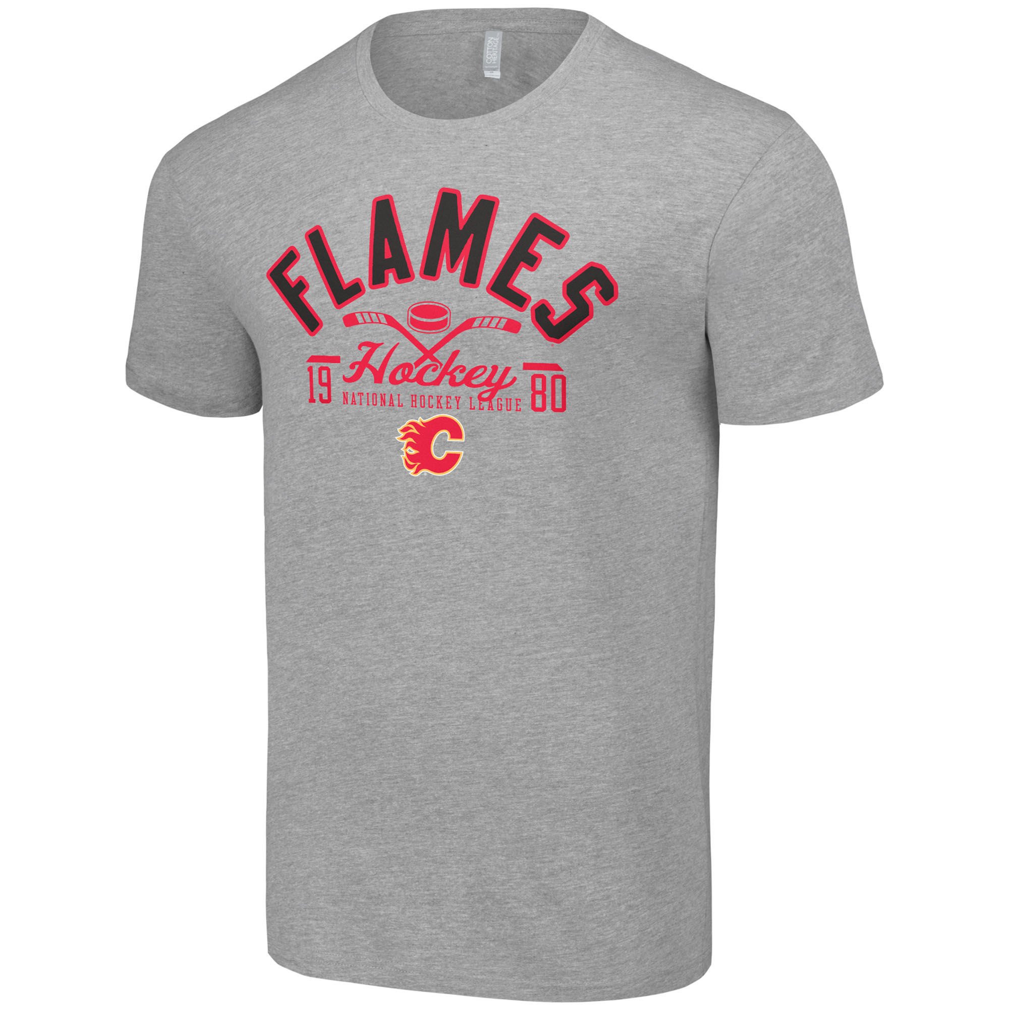 Men's Starter Heather Gray Calgary Flames Half Puck T-Shirt - Image 6