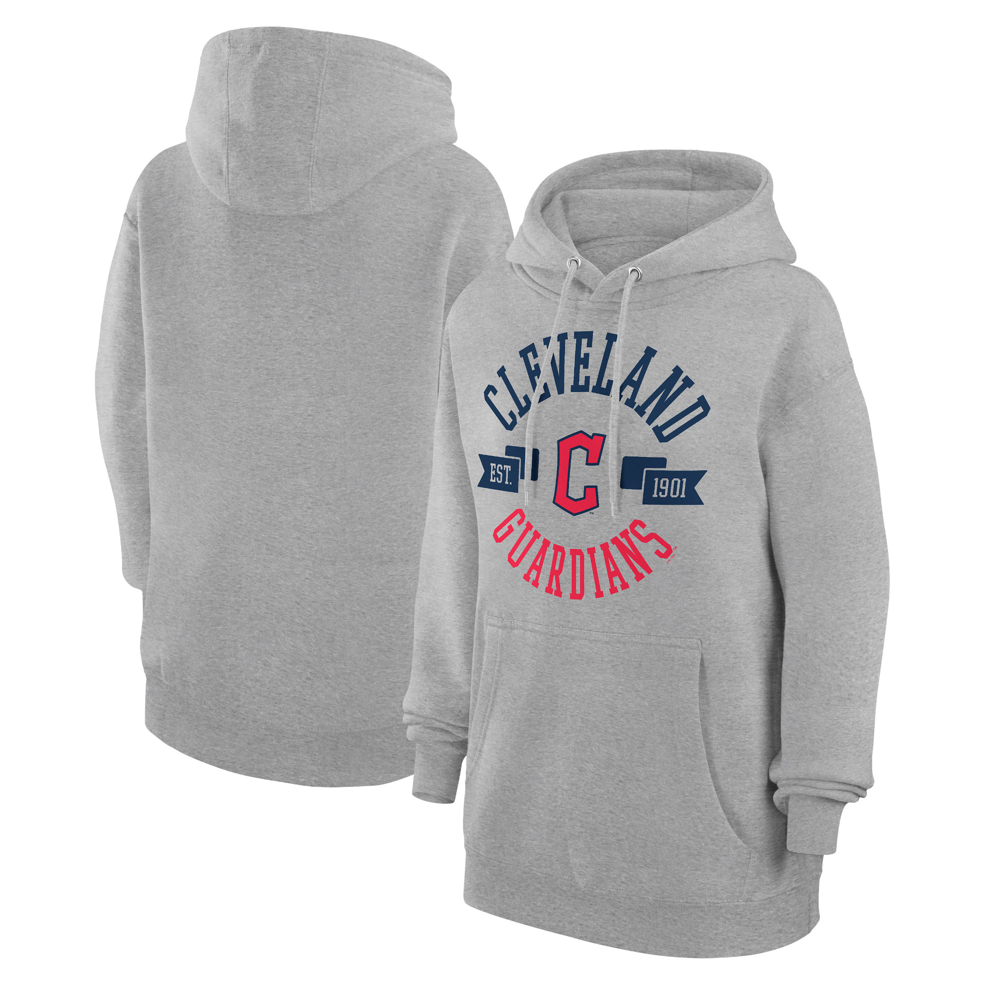 Women's G-III 4Her by Carl Banks Heather Gray Cleveland Guardians City Graphic Pullover Hoodie