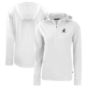 Women's Cutter & Buck  White Cleveland Browns Throwback Daybreak Eco Recycled Half-Zip Hoodie
