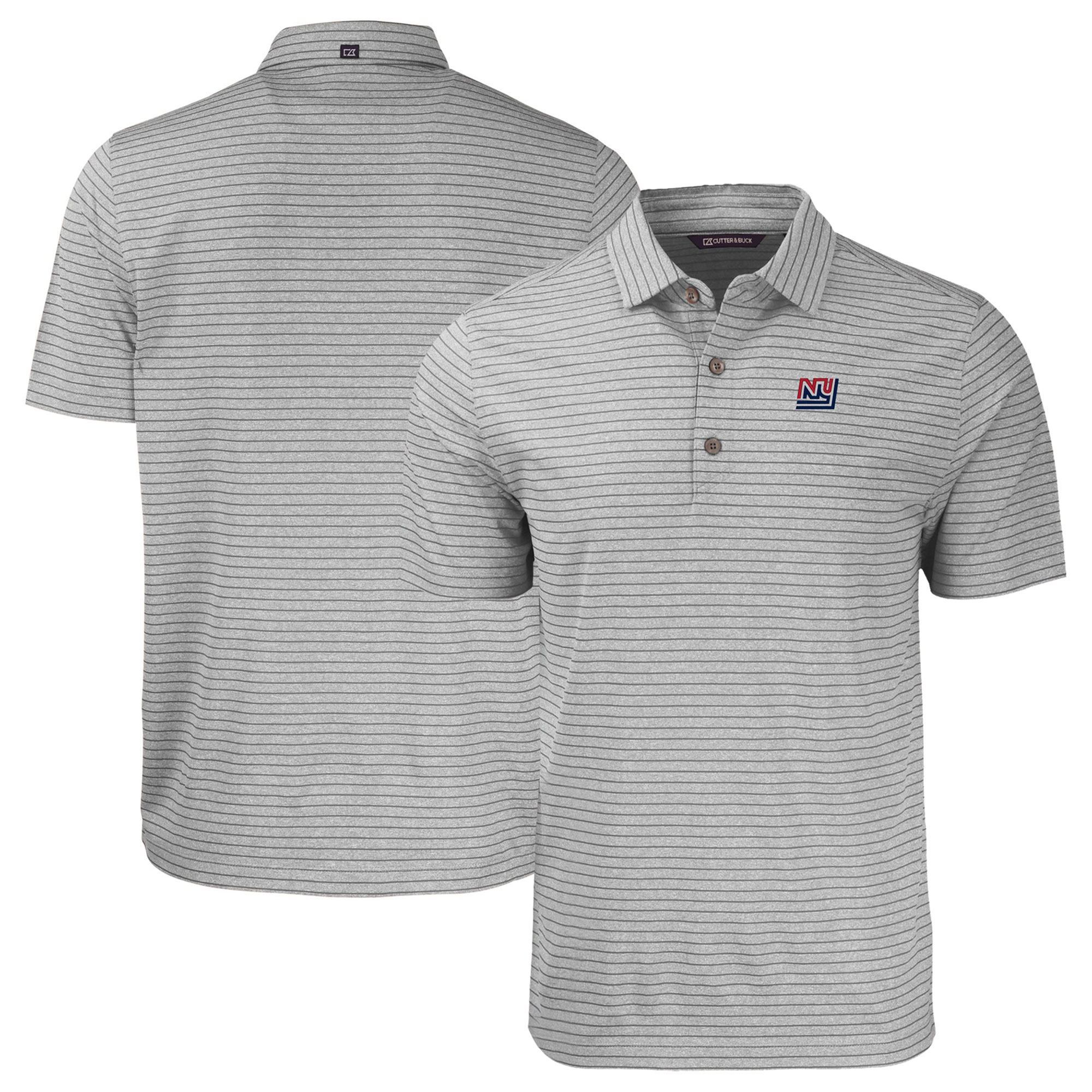 Men's Cutter & Buck Heather Gray New York Giants Throwback Forge Eco Heather Stripe Stretch Recycled Polo