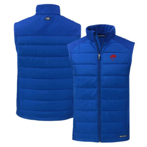 Men's Cutter & Buck Royal Buffalo Bills Throwback Evoke Hybrid Eco Softshell Recycled Full-Zip Vest