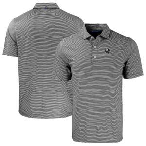 Men's Cutter & Buck  Black/White Pittsburgh Steelers Helmet Big & Tall Forge Eco Double Stripe Stretch Recycled Polo