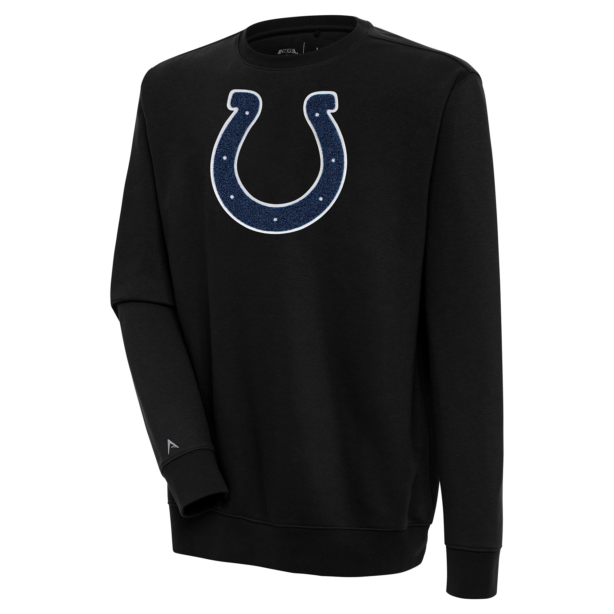Men's Antigua Black Indianapolis Colts Victory Crewneck Pullover Sweatshirt