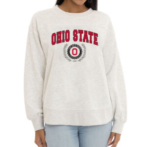 Women's  Ash Ohio State Buckeyes Yvette Pullover Sweatshirt