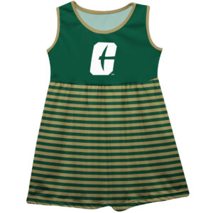 Girls Youth Vive La Fete  Green Charlotte 49ers Striped Tank Top Dress