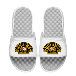 Men's ISlide White Boston Bruins Centennial Slide Sandals