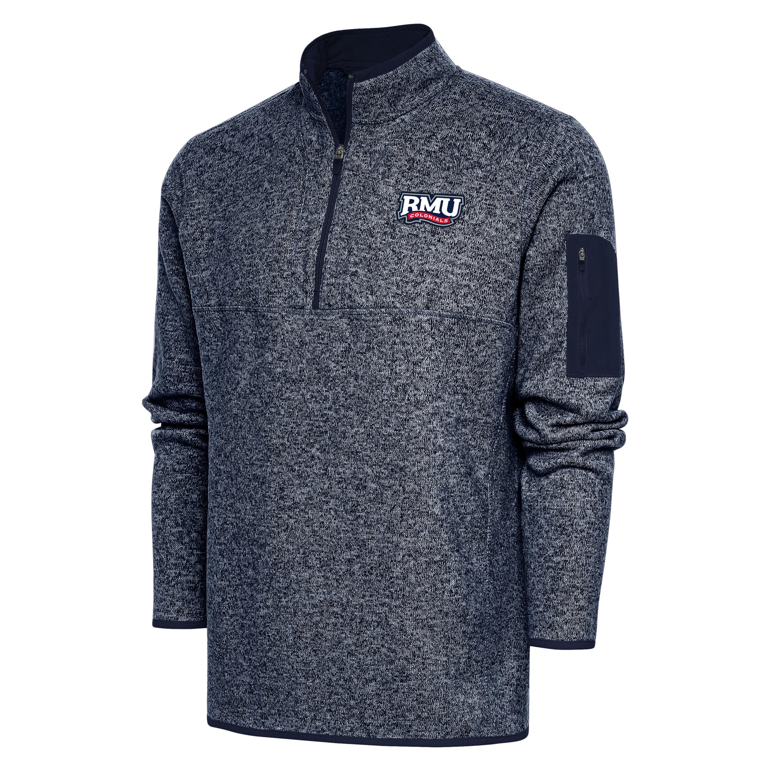 Men's Antigua Heather Navy Robert Morris Colonials Fortune Quarter-Zip Pullover Jacket