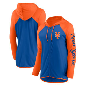 Women's Fanatics Royal/Orange New York Mets Script Sleeve Full-Zip Hoodie
