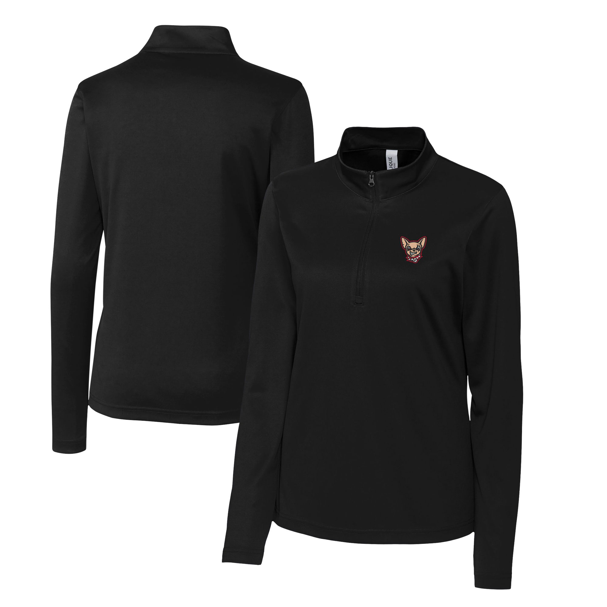 Women's Cutter & Buck Black El Paso Chihuahuas Clique Spin Eco Performance Half-Zip