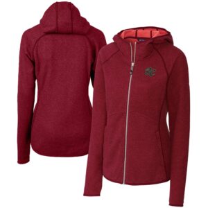 Women's Cutter & Buck  Heather Red Sacramento River Cats Mainsail Sweater Knit Raglan Full-Zip Hoodie