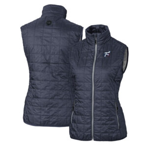 Women's Cutter & Buck Heather Navy Reading Fightin Phils Rainier PrimaLoft Eco Insulated Full-Zip Puffer Vest
