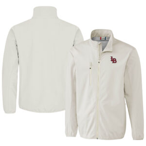 Men's Cutter & Buck Gray Louisville Bats Clique Trail Eco Stretch Softshell Full-Zip Jacket