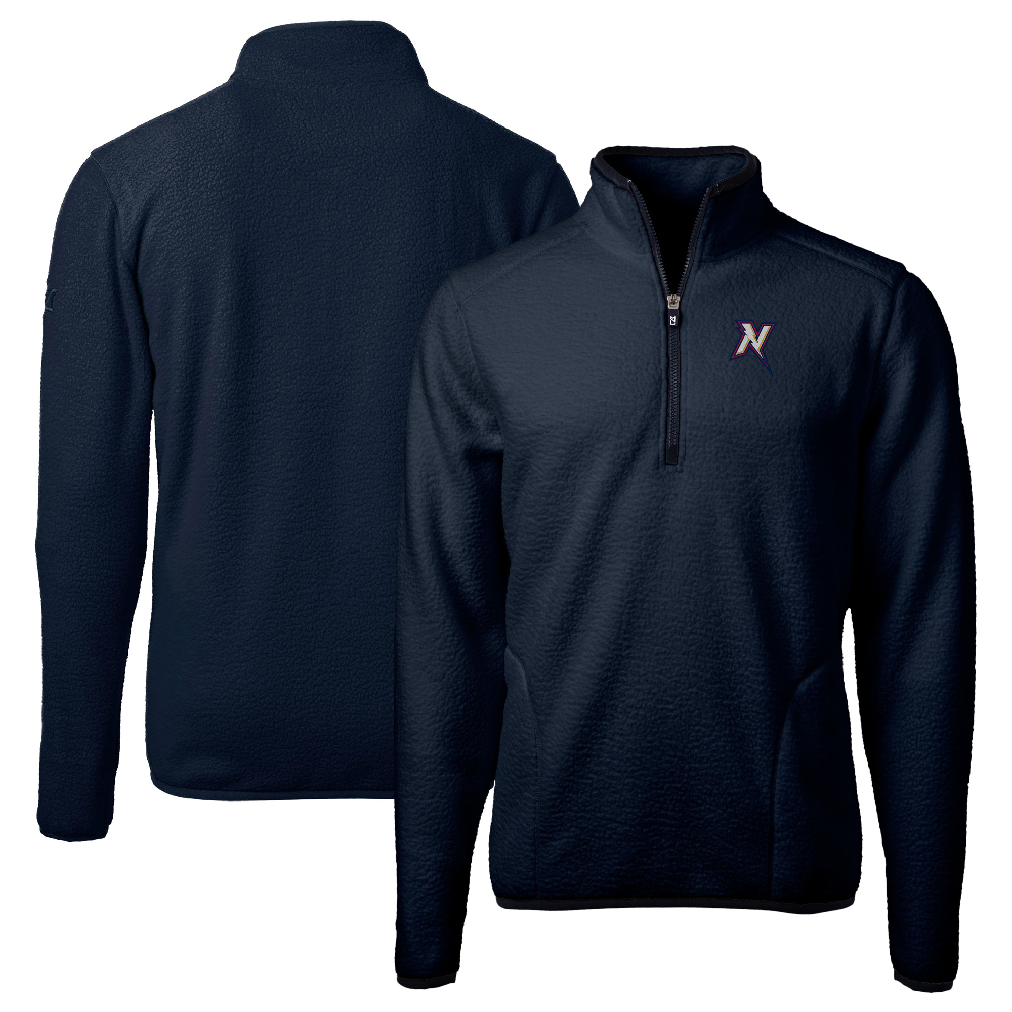 Men's Cutter & Buck Navy Northwest Arkansas Naturals Cascade Eco Sherpa Fleece Quarter-Zip Jacket