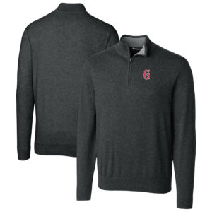 Men's Cutter & Buck Heather Charcoal Greenville Drive Lakemont Tri-Blend Quarter-Zip Pullover Sweater