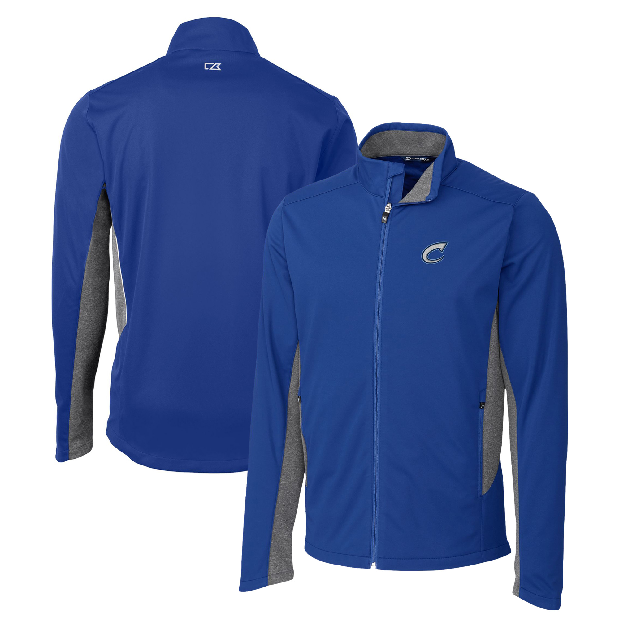 Men's Cutter & Buck Blue Columbus Clippers Navigate Softshell Full-Zip Jacket