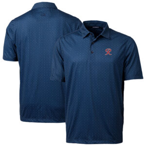 Men's Cutter & Buck  Navy Tacoma Rainiers Pike Double Dot Print Stretch Polo