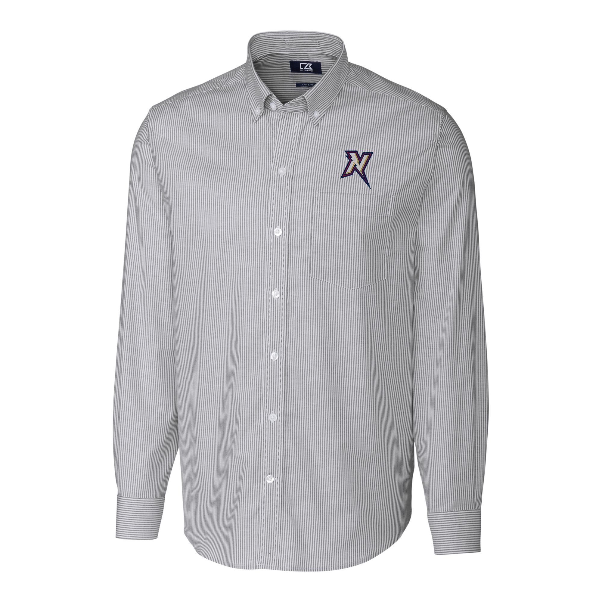 Men's Cutter & Buck Charcoal Northwest Arkansas Naturals Oxford Stretch Stripe Long Sleeve Button-Down Dress Shirt - Image 6