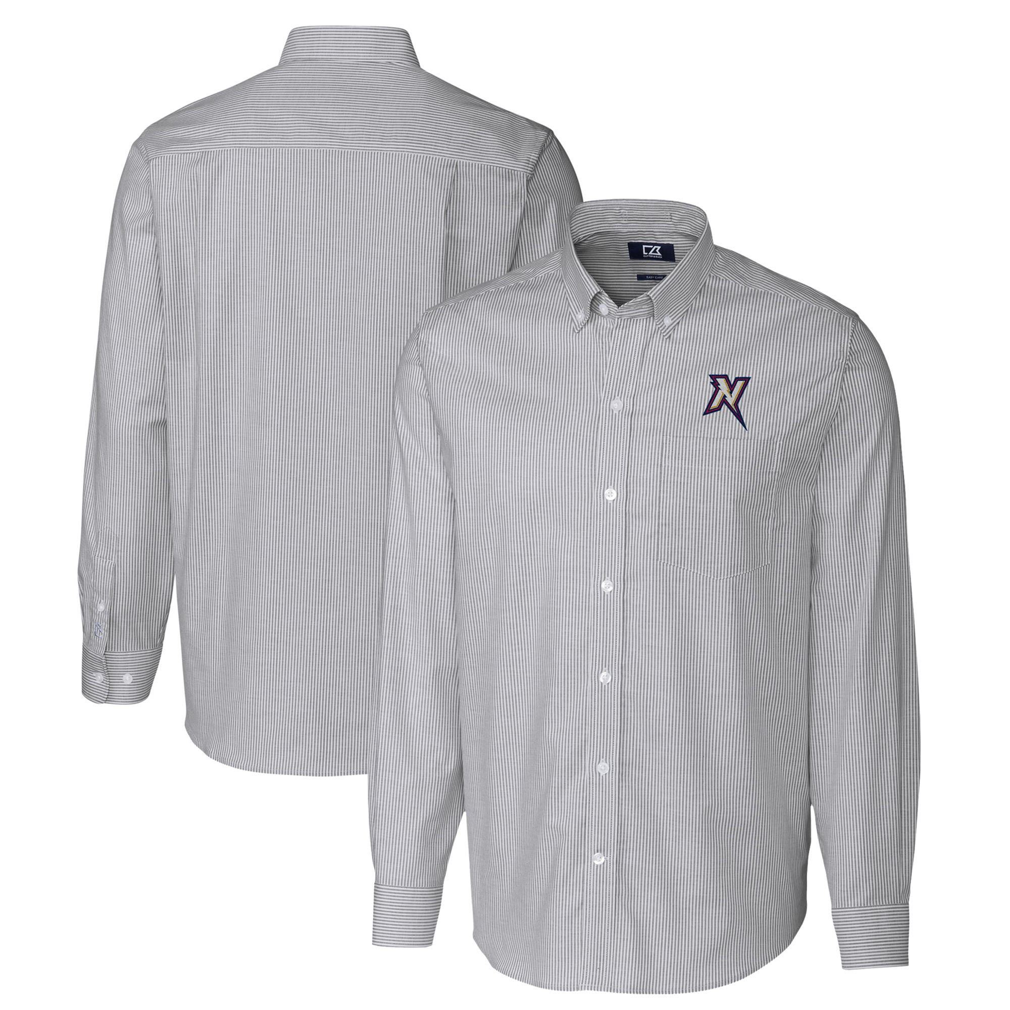 Men's Cutter & Buck Charcoal Northwest Arkansas Naturals Oxford Stretch Stripe Long Sleeve Button-Down Dress Shirt