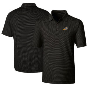 Men's Cutter & Buck  Black Akron RubberDucks Big & Tall Forge Pencil Stripe Stretch Polo
