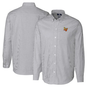 Men's Cutter & Buck  Charcoal Las Vegas 51s Big & Tall Oxford Stretch Stripe Long Sleeve Button-Down Dress Shirt