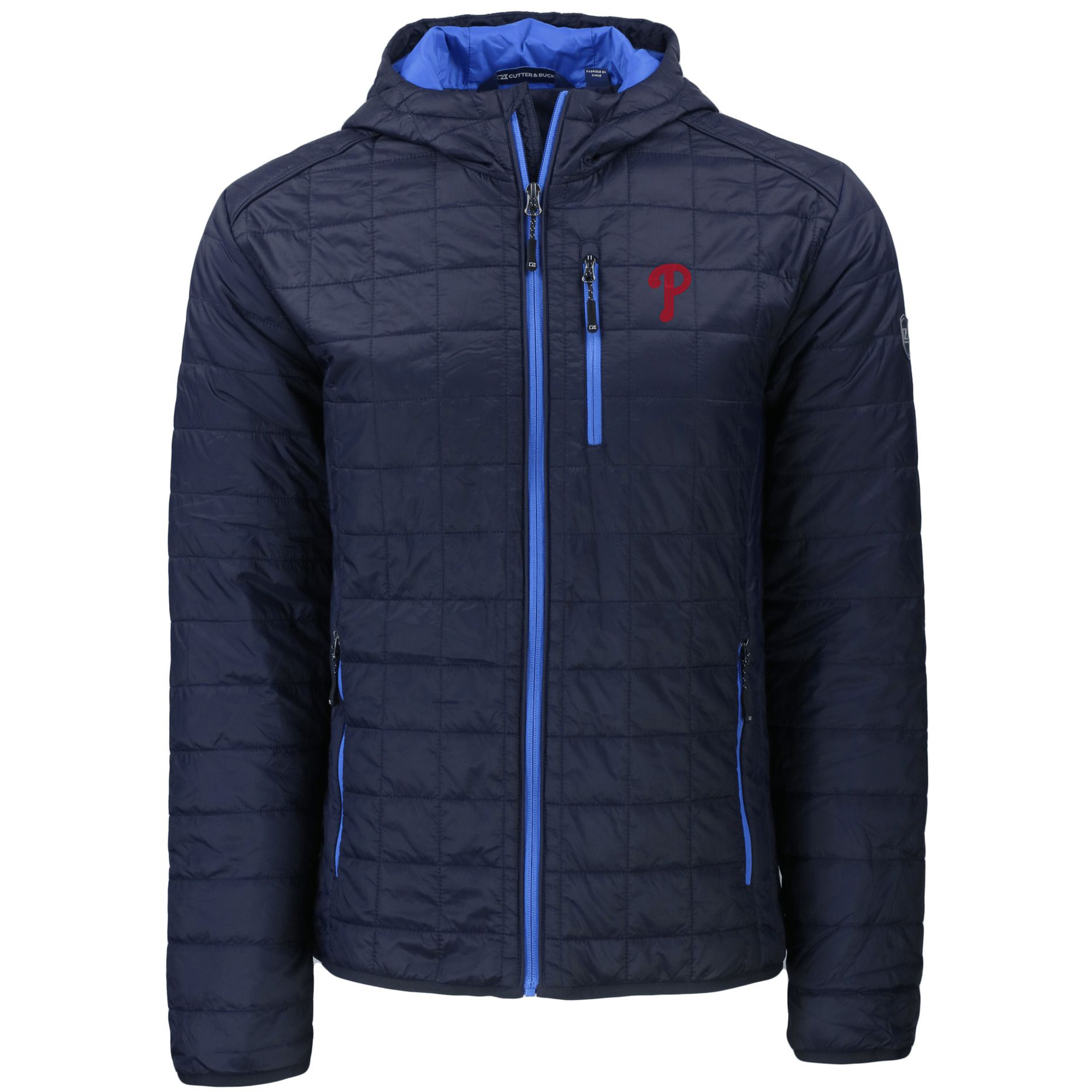 Men's Cutter & Buck Navy Philadelphia Phillies Rainier Primaloft Eco Full-Zip Hooded Jacket - Image 5