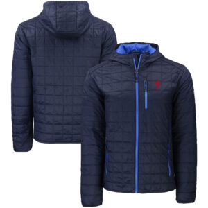 Men's Cutter & Buck  Navy Philadelphia Phillies Rainier Primaloft Eco Full-Zip Hooded Jacket