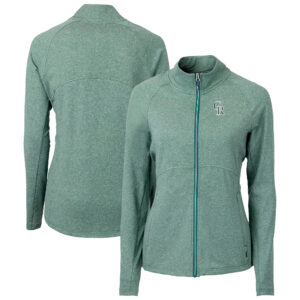 Women's Cutter & Buck Heather Green Colorado Rockies City Connect Adapt Eco Knit Recycled Full-Zip Jacket