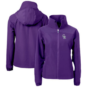 Women's Cutter & Buck  Purple Colorado Rockies City Connect Charter Eco Recycled Full-Zip Jacket