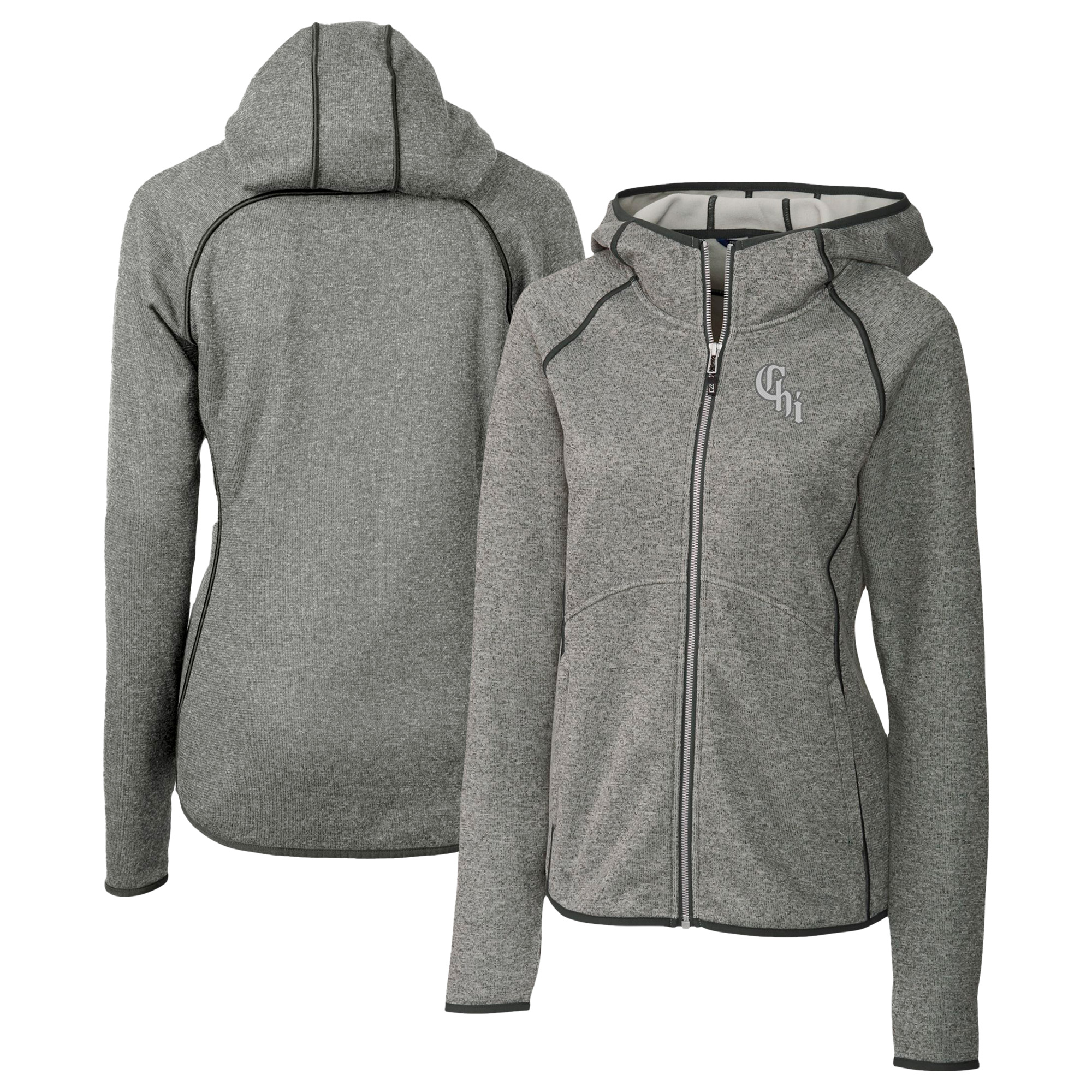 Women's Cutter & Buck Heather Gray Chicago White Sox City Connect Mainsail Full-Zip Hooded Jacket