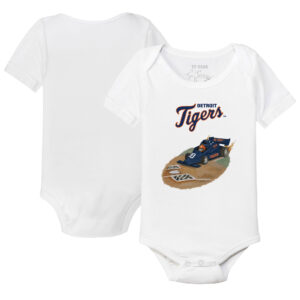 Infant Tiny Turnip White Detroit Tigers Race Car Bodysuit
