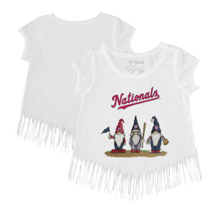 Girls Toddler Tiny Turnip White Washington Nationals Gnomes Fringe T-Shirt