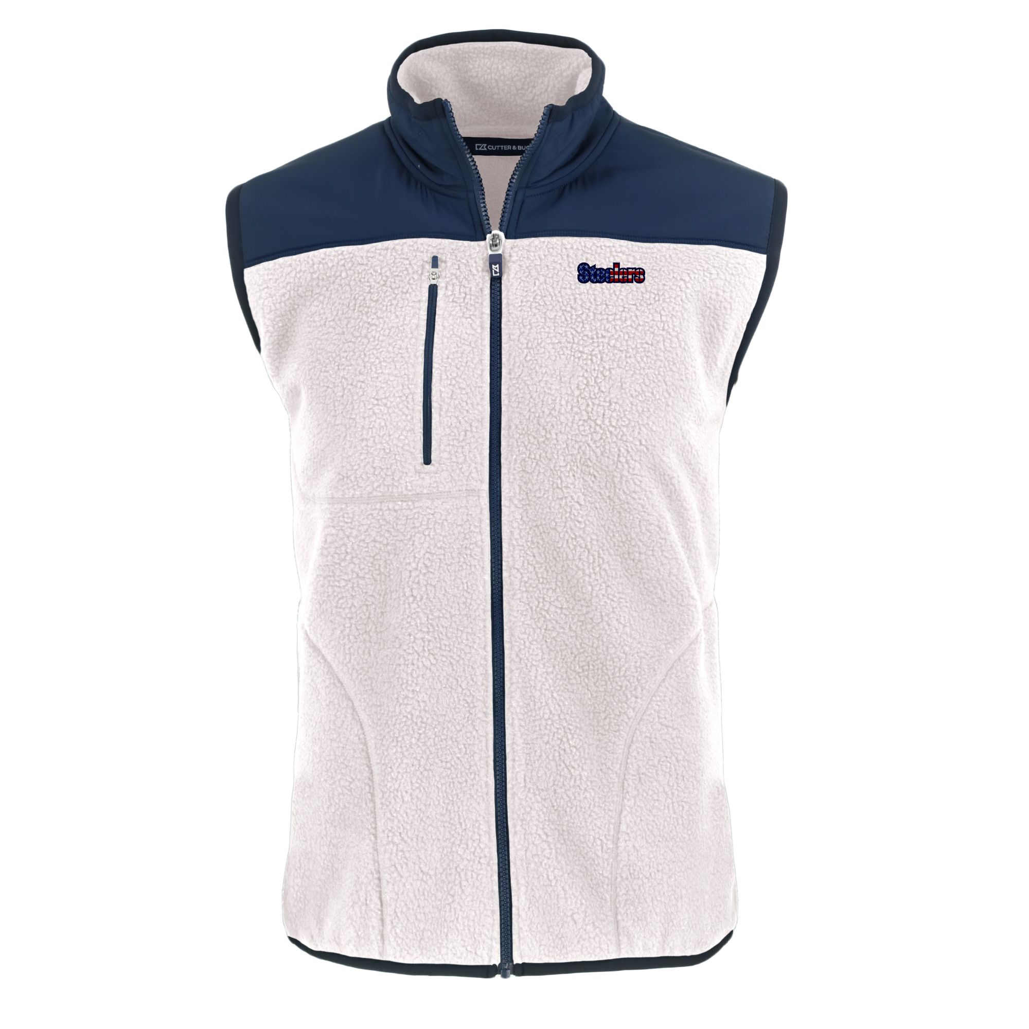 Men's Cutter & Buck Oatmeal Pittsburgh Steelers Americana Cascade Eco Sherpa Fleece Full-Zip Vest - Image 6