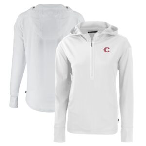 Women's Cutter & Buck White Cincinnati Reds City Connect Daybreak Eco Recycled Half-Zip Hoodie