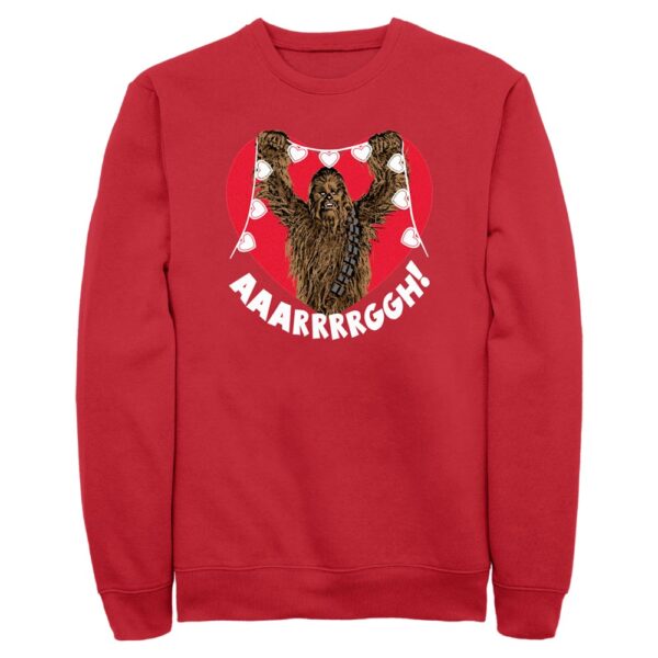 Men's Mad Engine Chewbacca Red Star Wars Valentine's Day Fleece Crewneck Sweatshirt