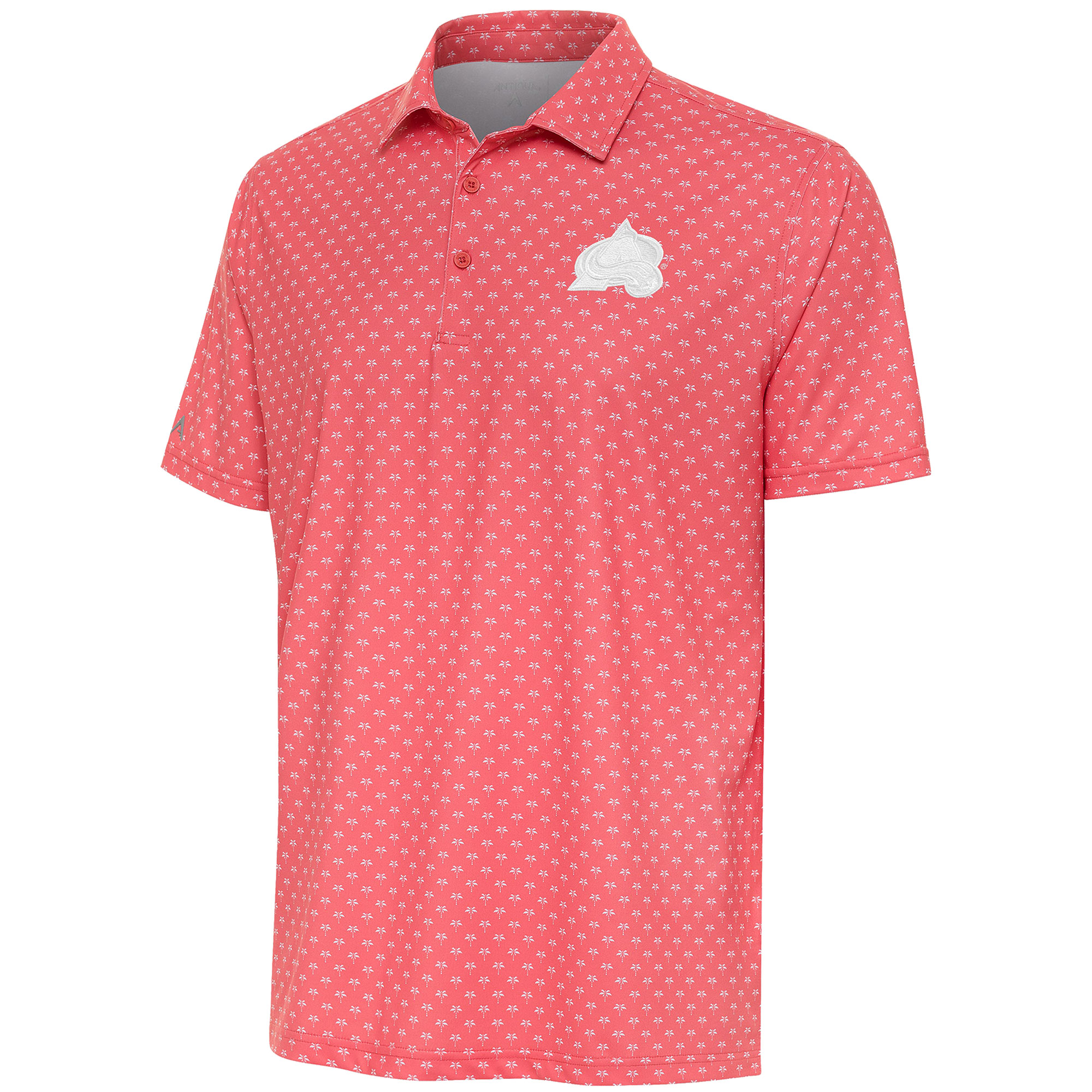 Men's Antigua Coral Colorado Avalanche White Logo Kona Polo