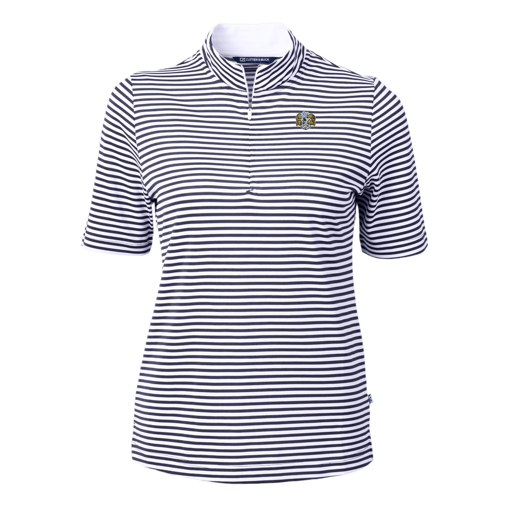 Women's Cutter & Buck Navy North Carolina Tar Heels Vault DryTec Virtue Eco Pique Stripe Recycled Top - Image 3