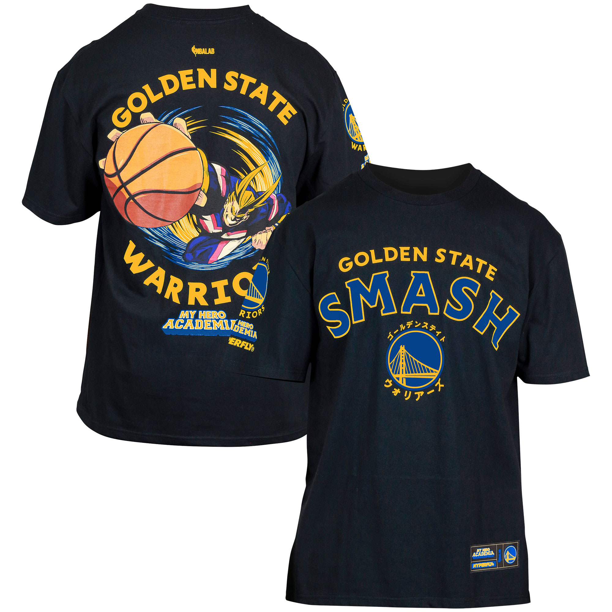Unisex Hyperfly Black Golden State Warriors NBA x My Hero Academia All Might Smash T-Shirt - Image 2