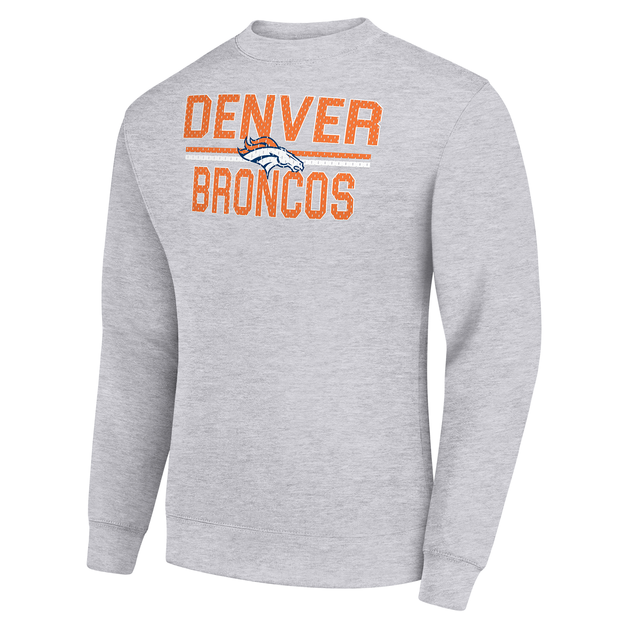 Men's Starter Heather Gray Denver Broncos Team Mesh Print Graphic Pullover Sweatshirt - Image 3