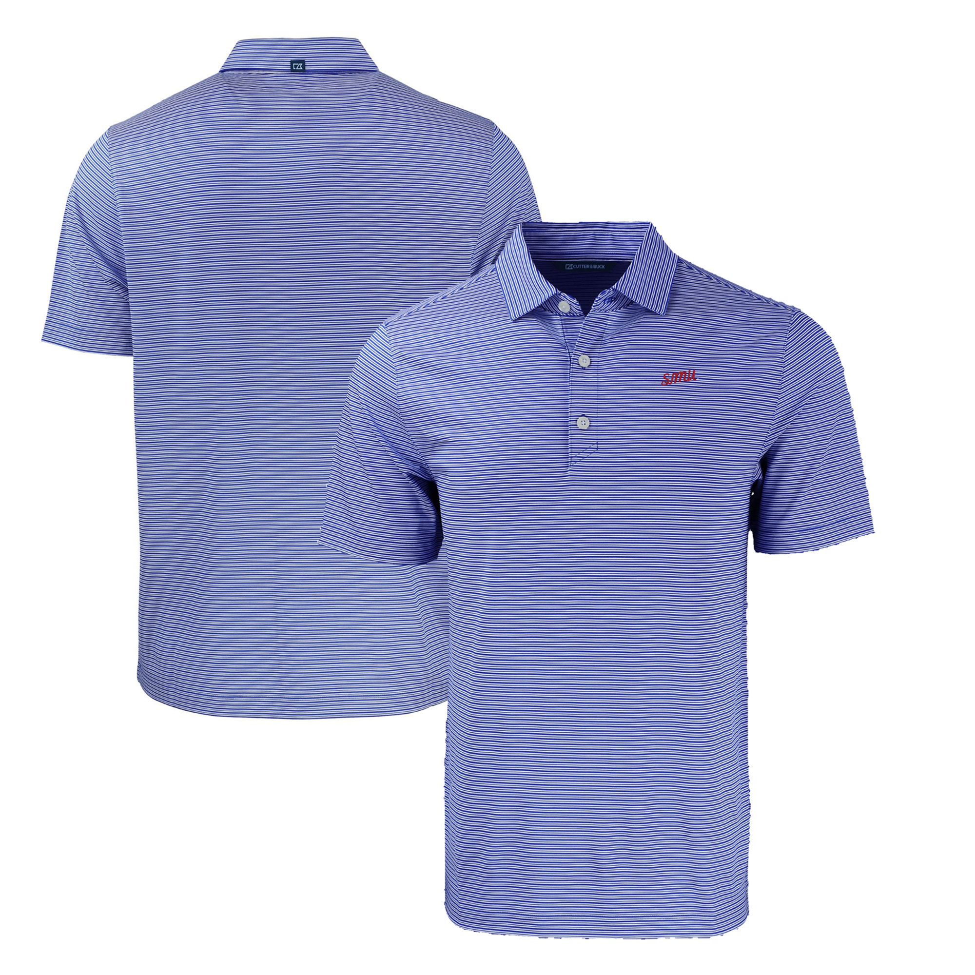 Men's Cutter & Buck Royal SMU Mustangs Big & Tall Forge Eco Double Stripe Stretch Recycled Polo