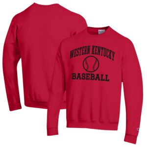 Men's Champion  Red Western Kentucky Hilltoppers Icon Baseball Powerblend Pullover Sweatshirt