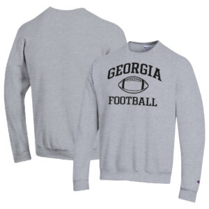 Men's Champion Heather Gray Georgia Bulldogs Football Icon Pullover Sweatshirt