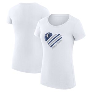 Women's G-III 4Her by Carl Banks  White Dallas Mavericks  Heart T-Shirt
