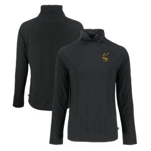 Women's Cutter & Buck Black Pittsburgh Steelers Historic Coastline Epic Comfort Eco Recycled Funnel Neck Raglan Pullover Sweatshirt