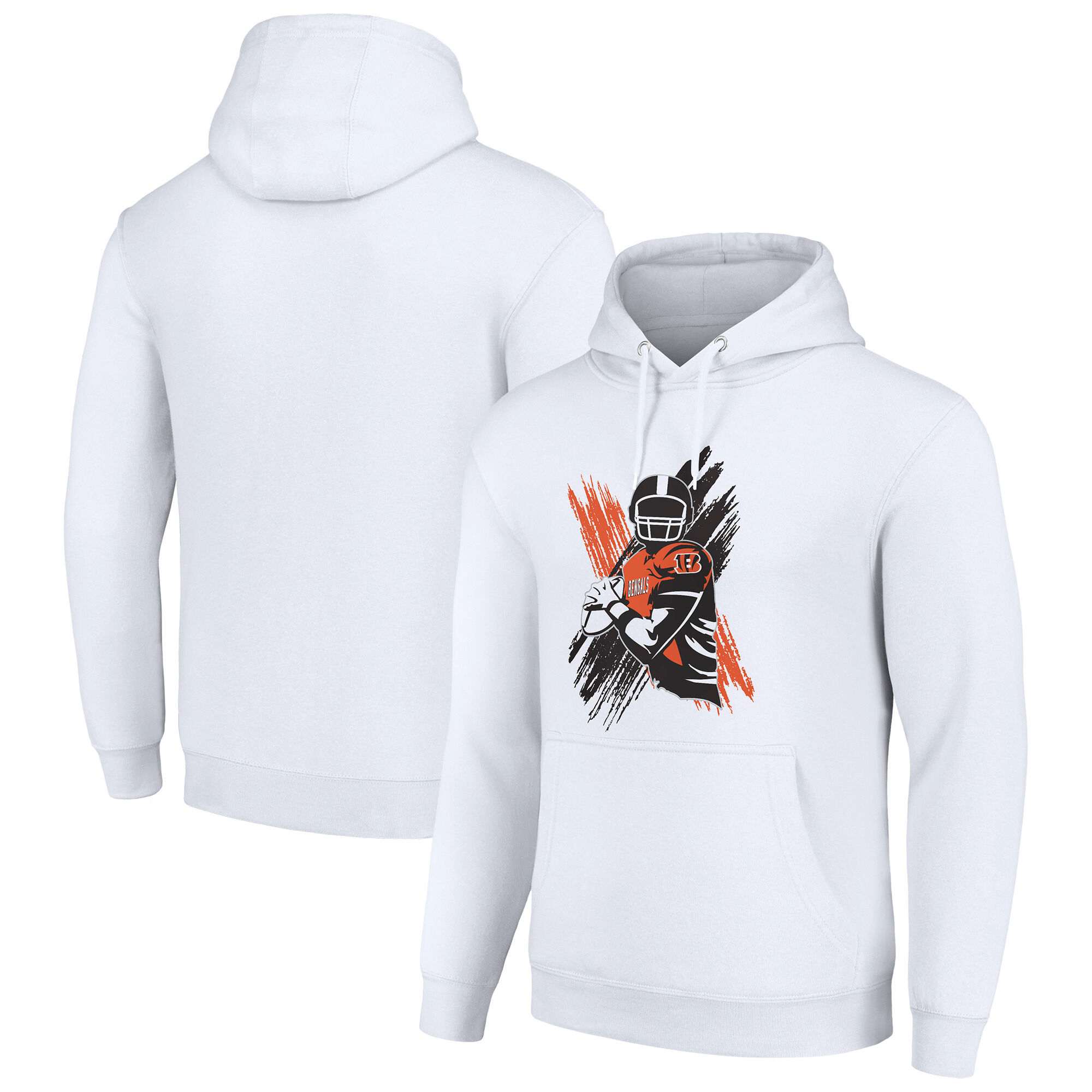 Men's Starter White Cincinnati Bengals Player X Fleece Pullover Hoodie - Image 2